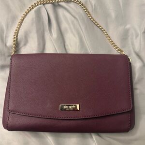 Kate Spade Plum Clutch with Gold Chain